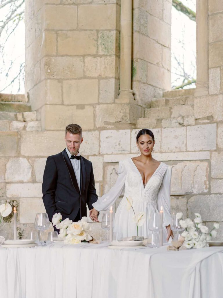 Bride and groom at the table