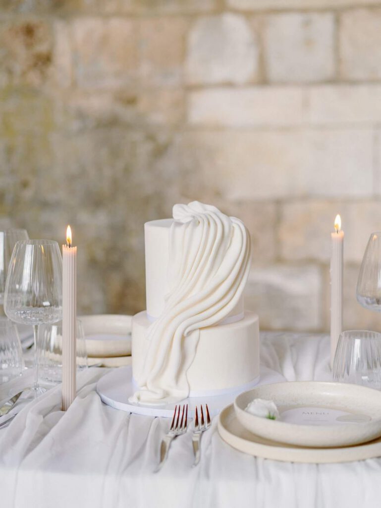 white wedding cake