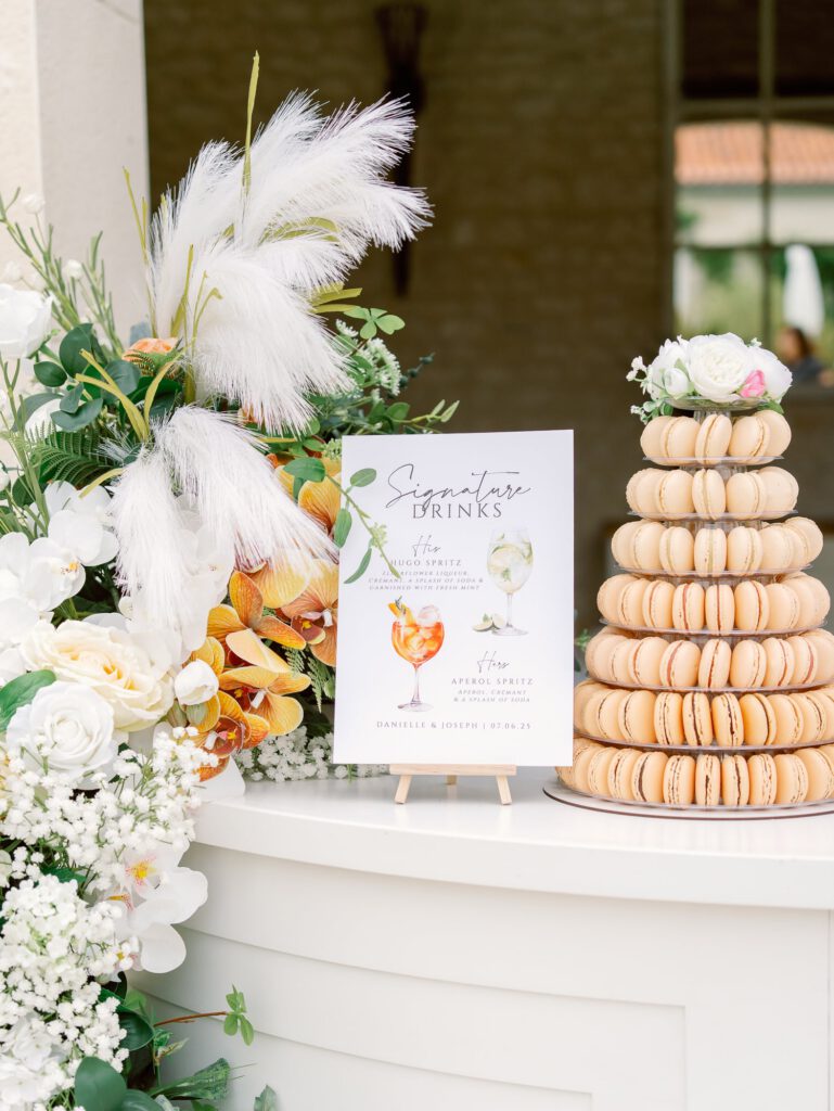 macaron tour and sign with signature cocktails