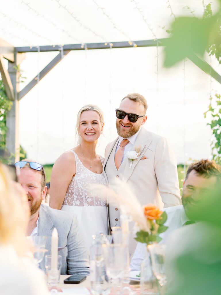 bride and groom during the dinner