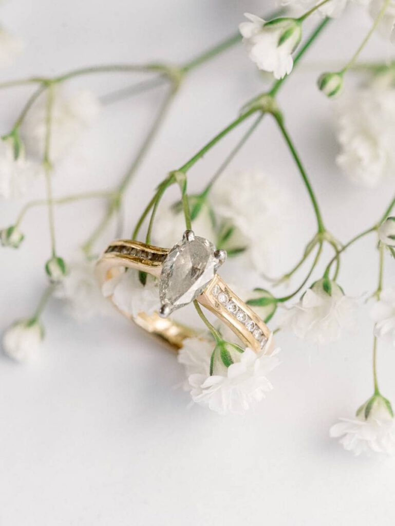 wedding ring on a flower