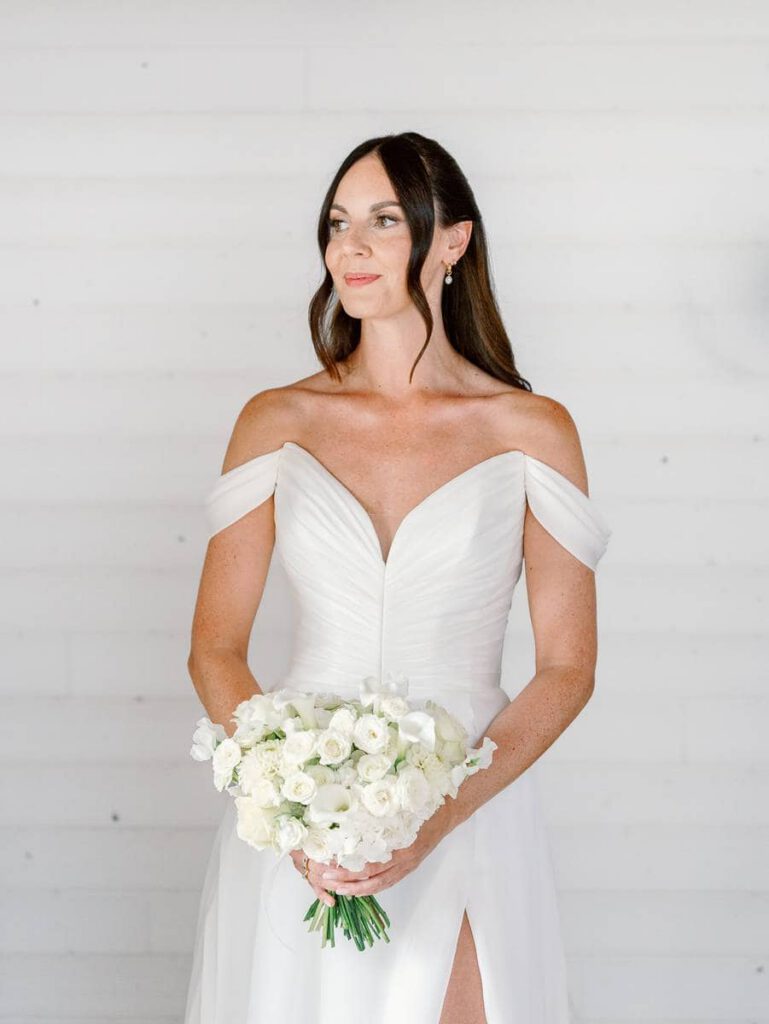 bride portrait in a white room
