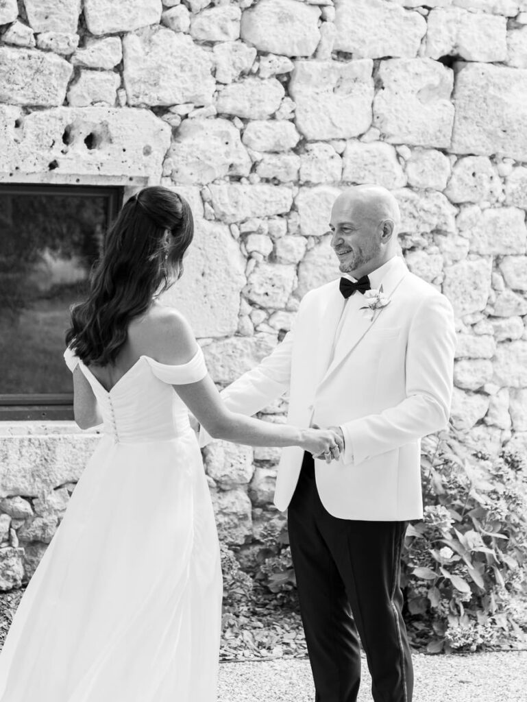 first look of the bride and groom
