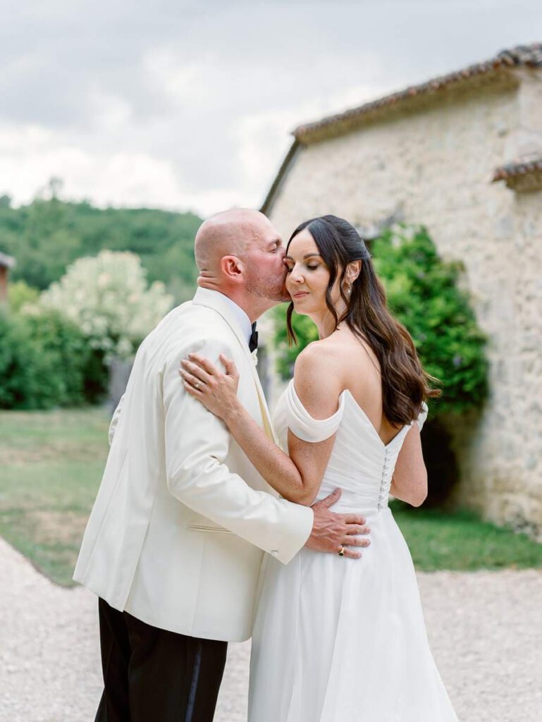 Bride and groom portrait at clos des charmes