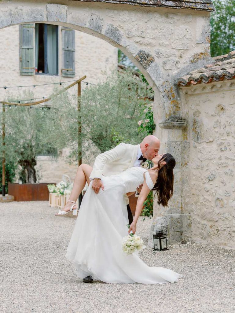 Bride and groom portrait at clos des charmes