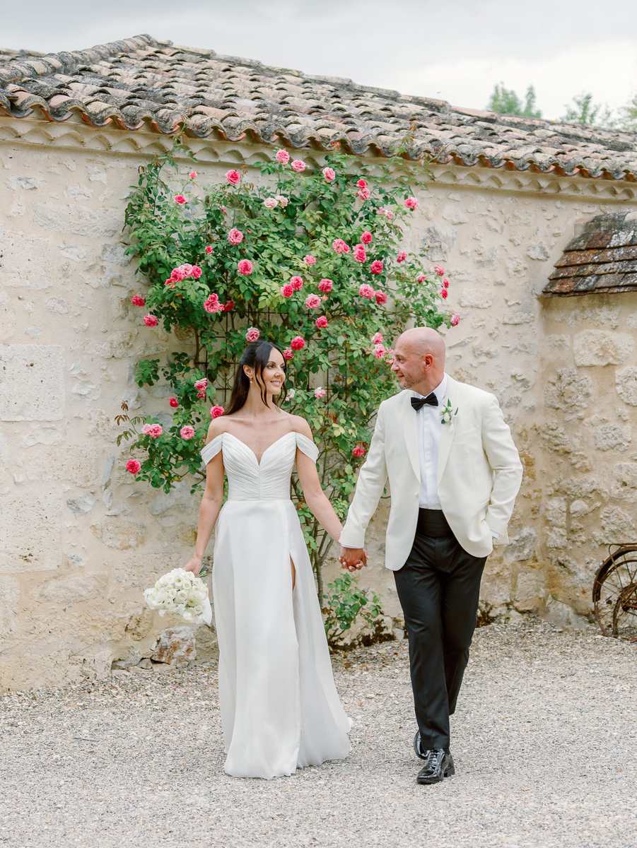 Bride and groom portrait at clos des charmes