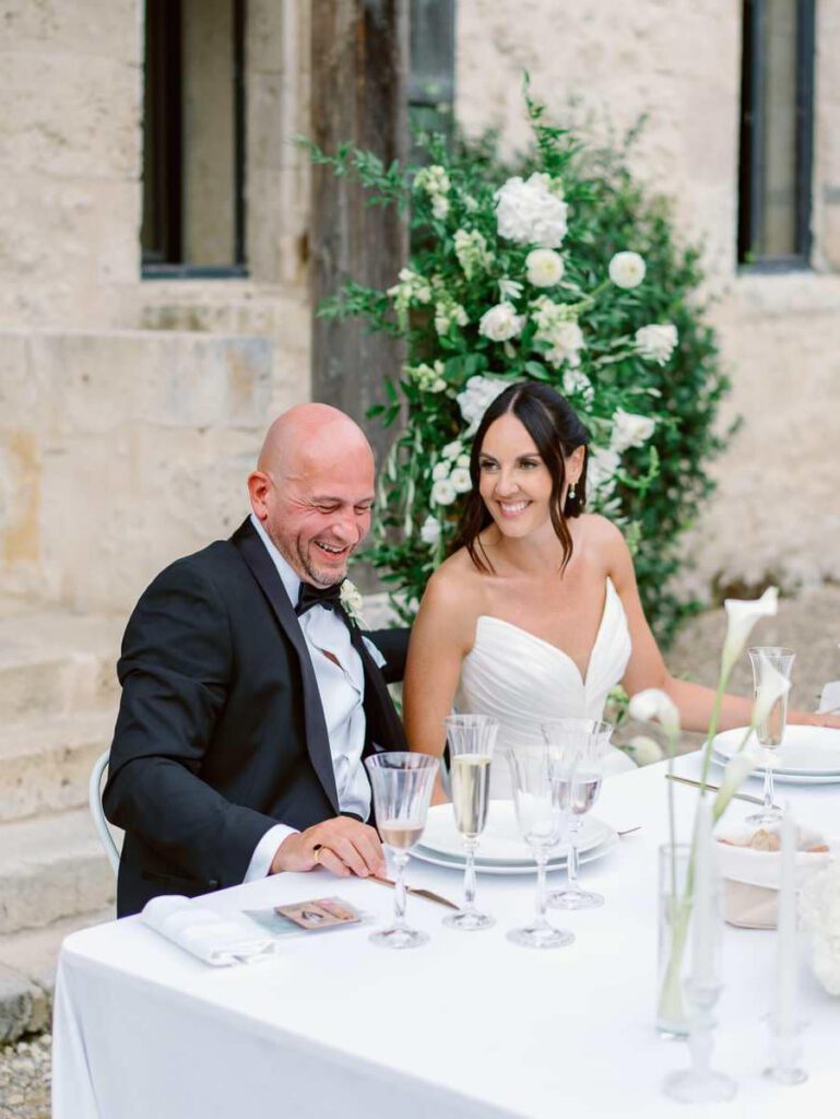 bride and groom at their table