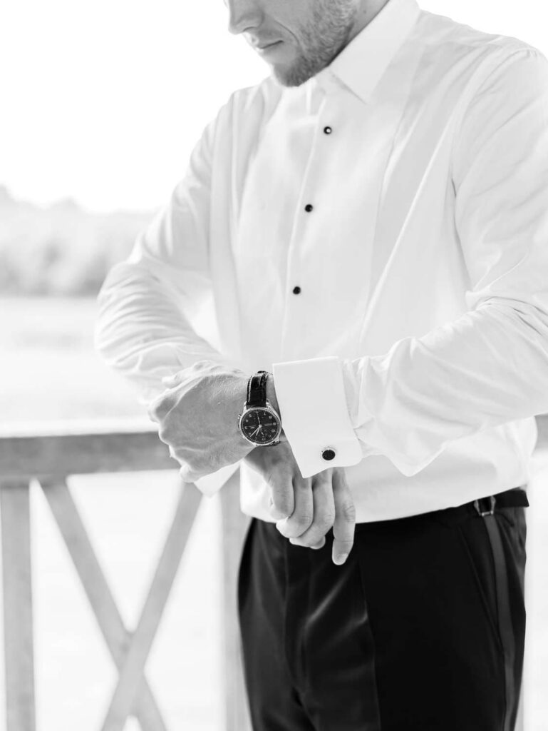 Groom getting ready
