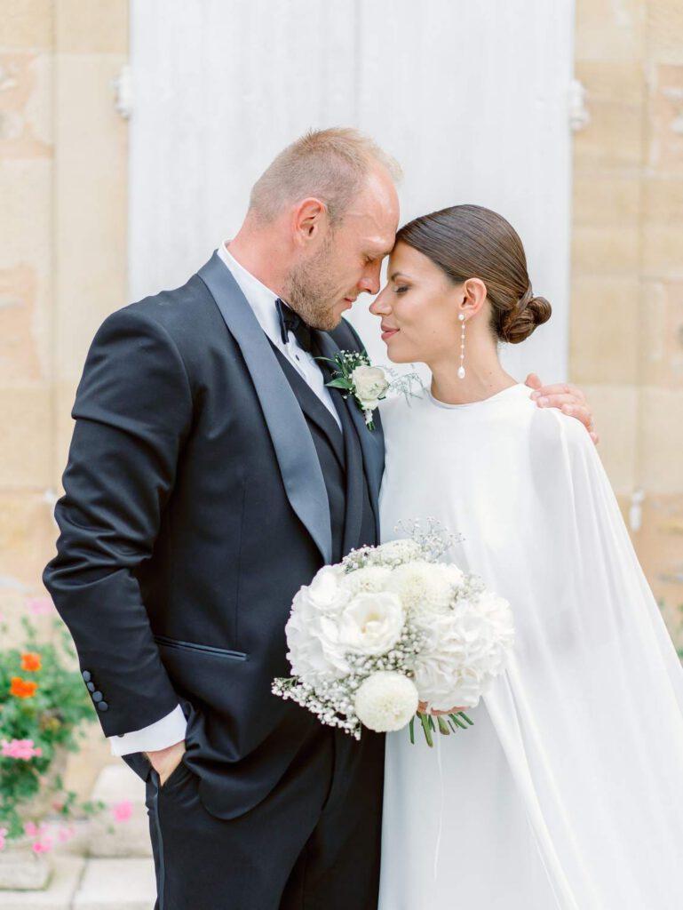 Bride and groom portrait at Domaine d'Essendieras