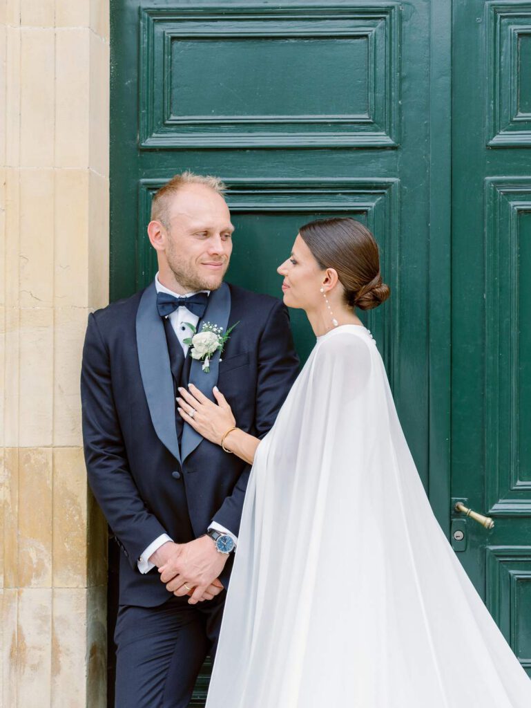 Bride and groom portrait at Domaine d'Essendieras