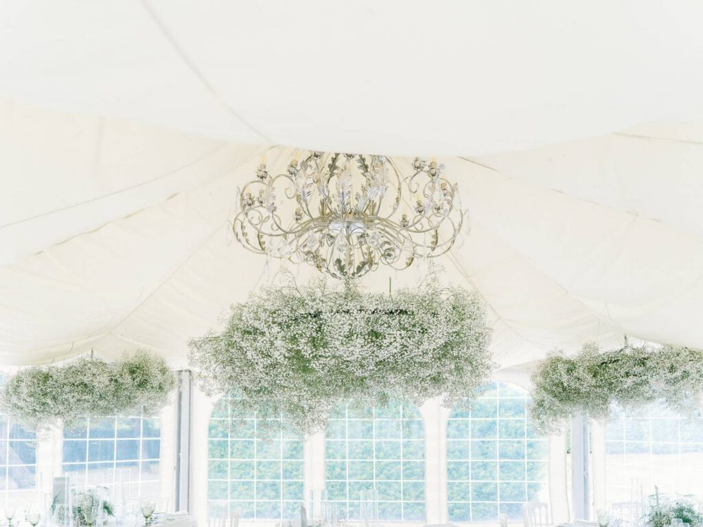 Gypsophila flowers hanging on the ceiling