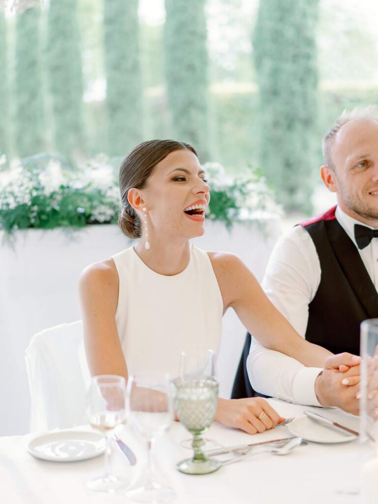 Bride laughing