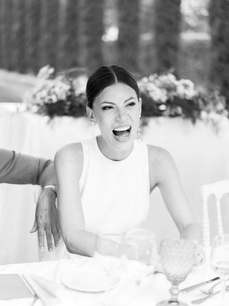Bride laughing