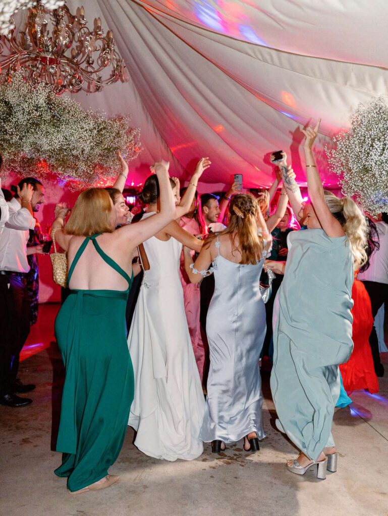 Wedding party dancefloor at at Domaine d'Essendieras