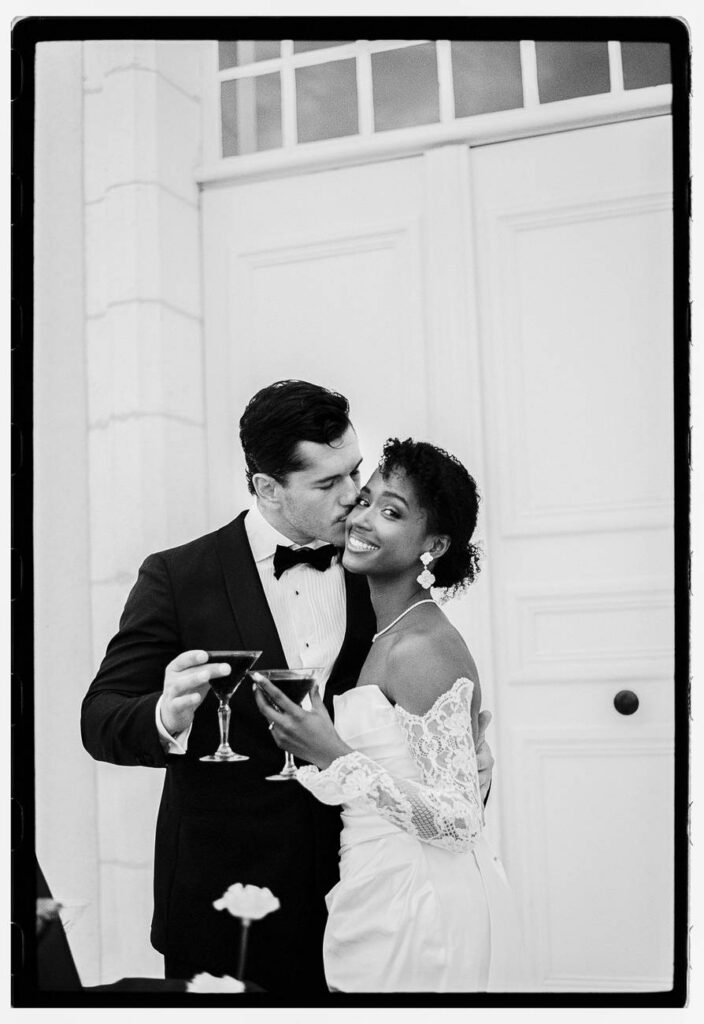 film photography of bride and groom