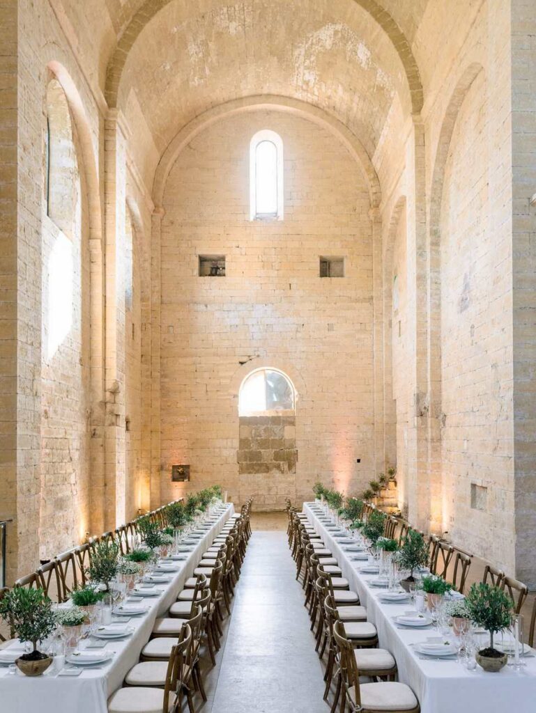 wedding dinner in an abbey in france