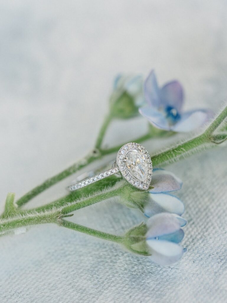 wedding ring on flowers