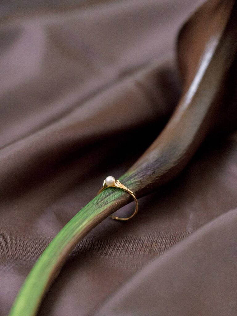 wedding ring on a flower
