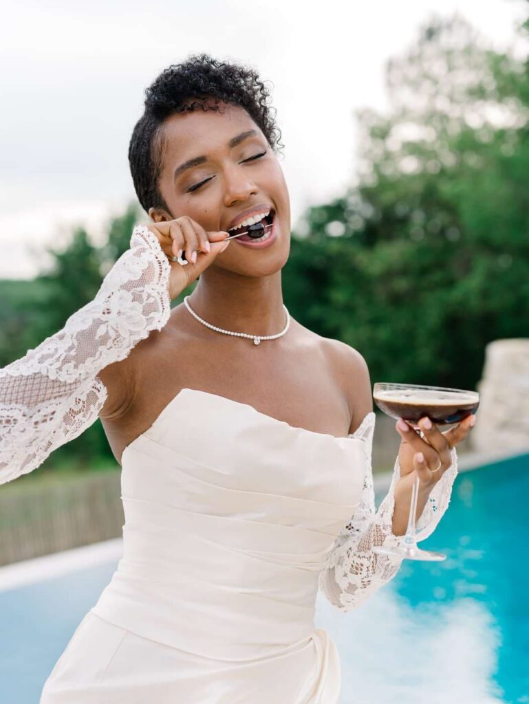 Bride with a cocktail