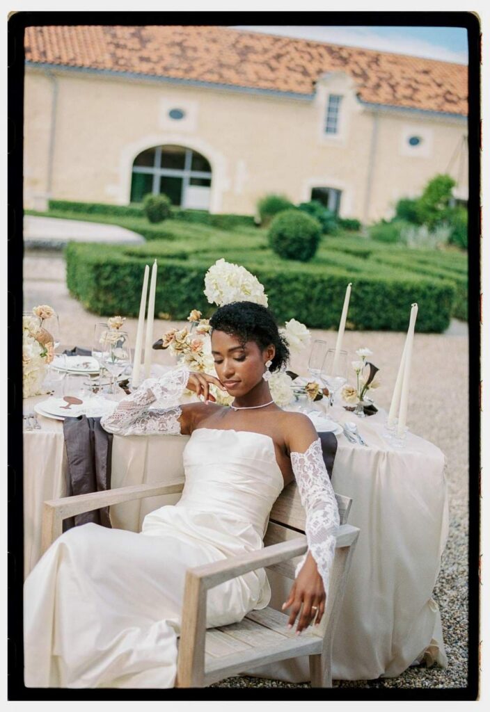 Bride at a table