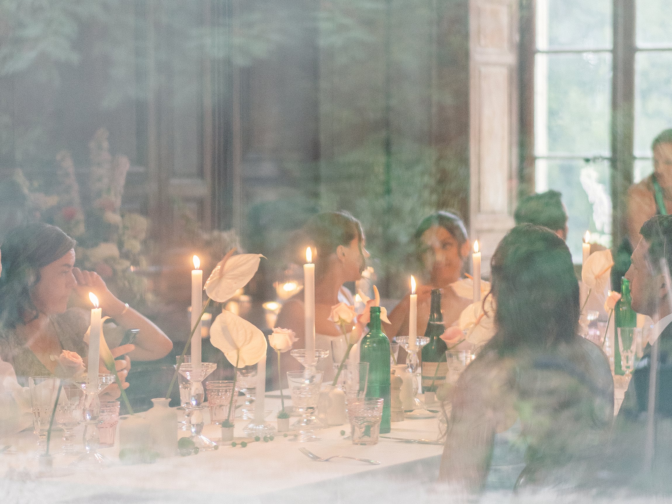 Wedding dinner with candles