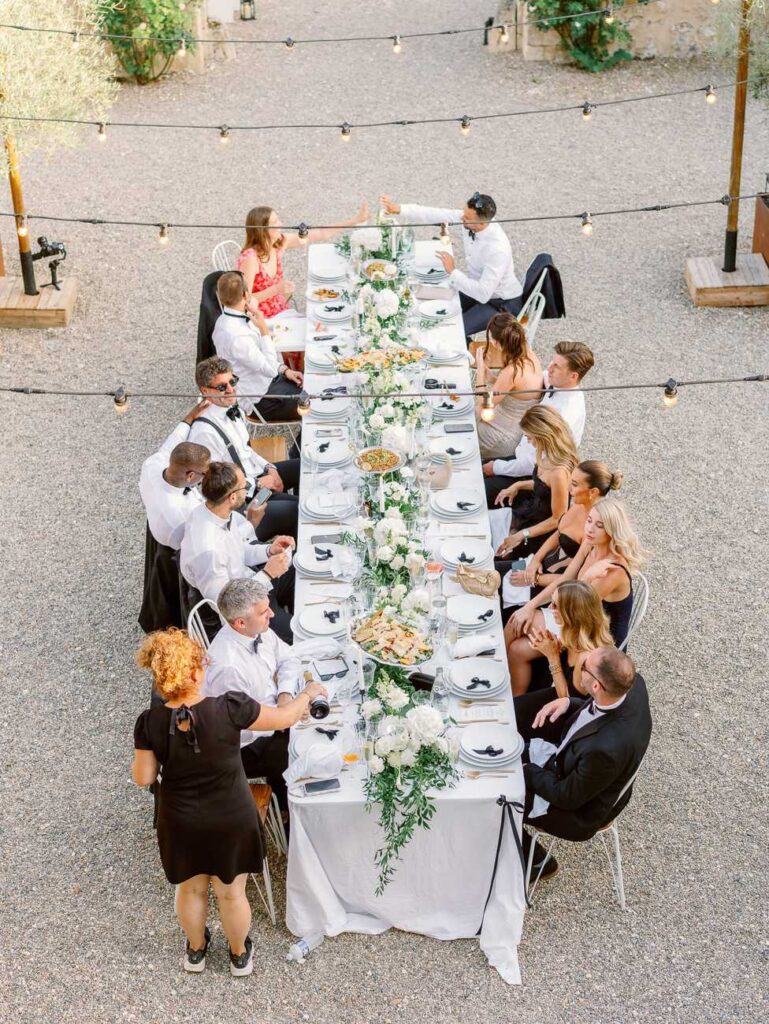 outdoor wedding dinner in france
