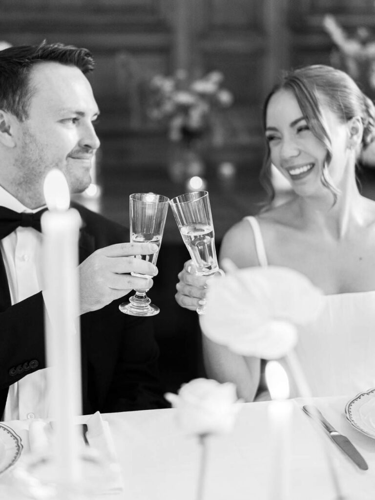 bride and groom cheering